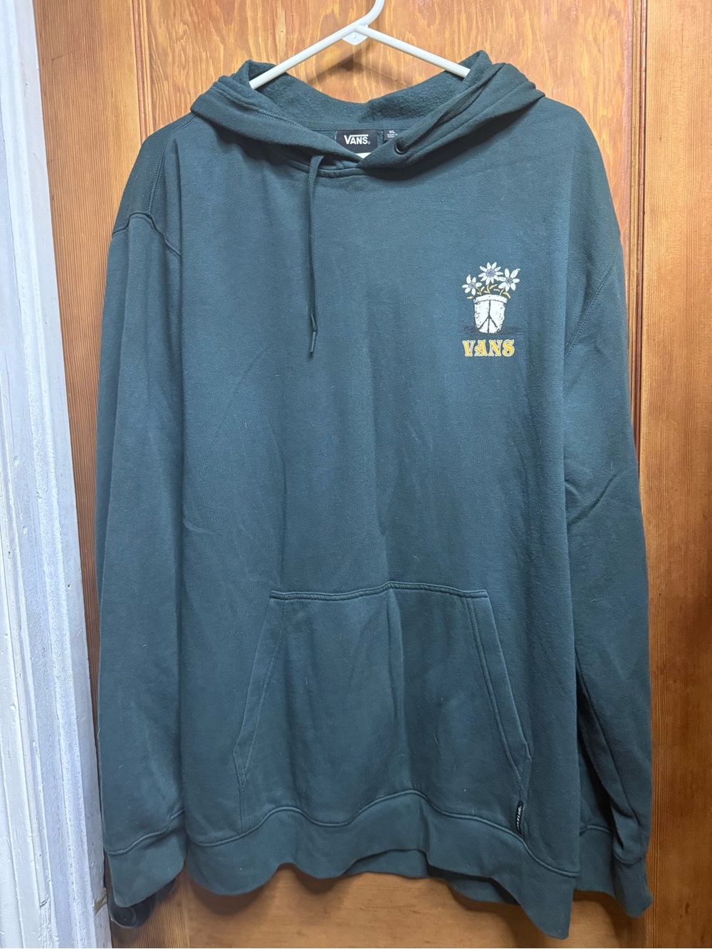 Vans Think Green Grow Positivity Dark Green Hoodie with Floral Pot Logo XL